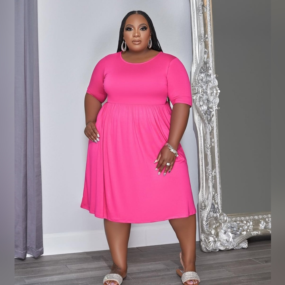 Women's Hot Pink Midi Dress